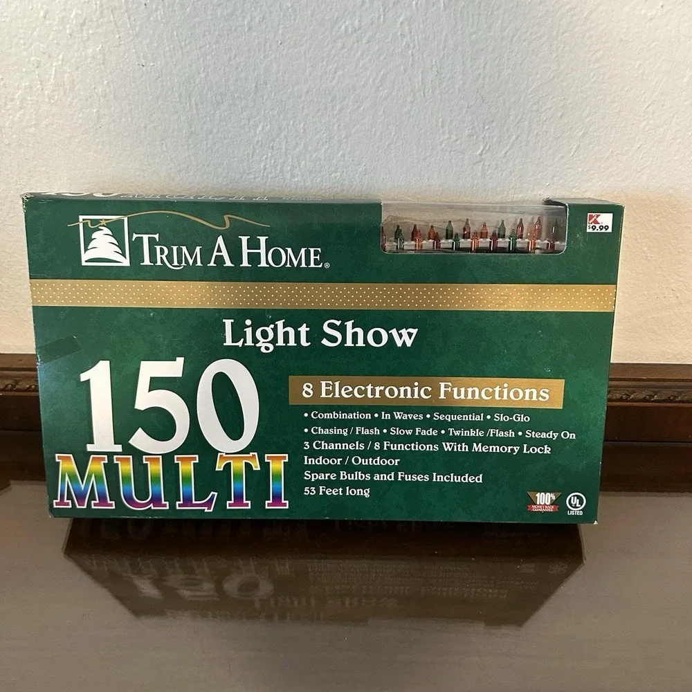 Vintage Kmart Christmas Tree Lights 150 Trim A Home 8 Functions Multi Color NOS